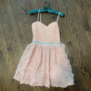 Blush formal dress, thin adjustable straps